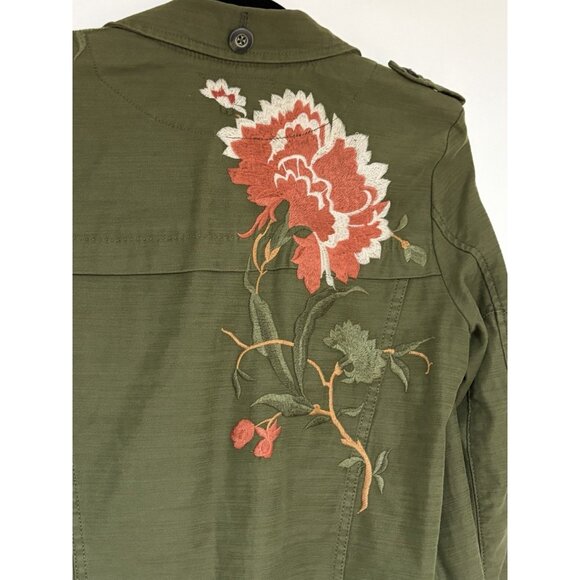 Anthropologie Hei Hei Floral Embroidered Military Green Field Jacket Size Small - Picture 6 of 12